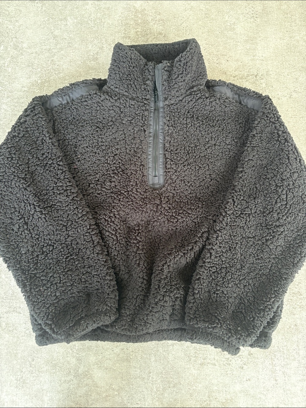 Athleta Black Sherpa Zip-Up Pullover -S